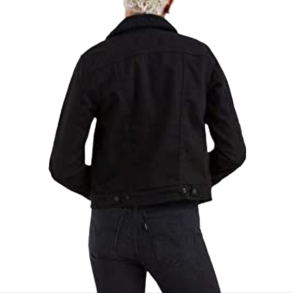 Levi's Original Black on Black Sherpa-Lined Classic Denim Trucker Jacket Size S - Picture 7 of 16